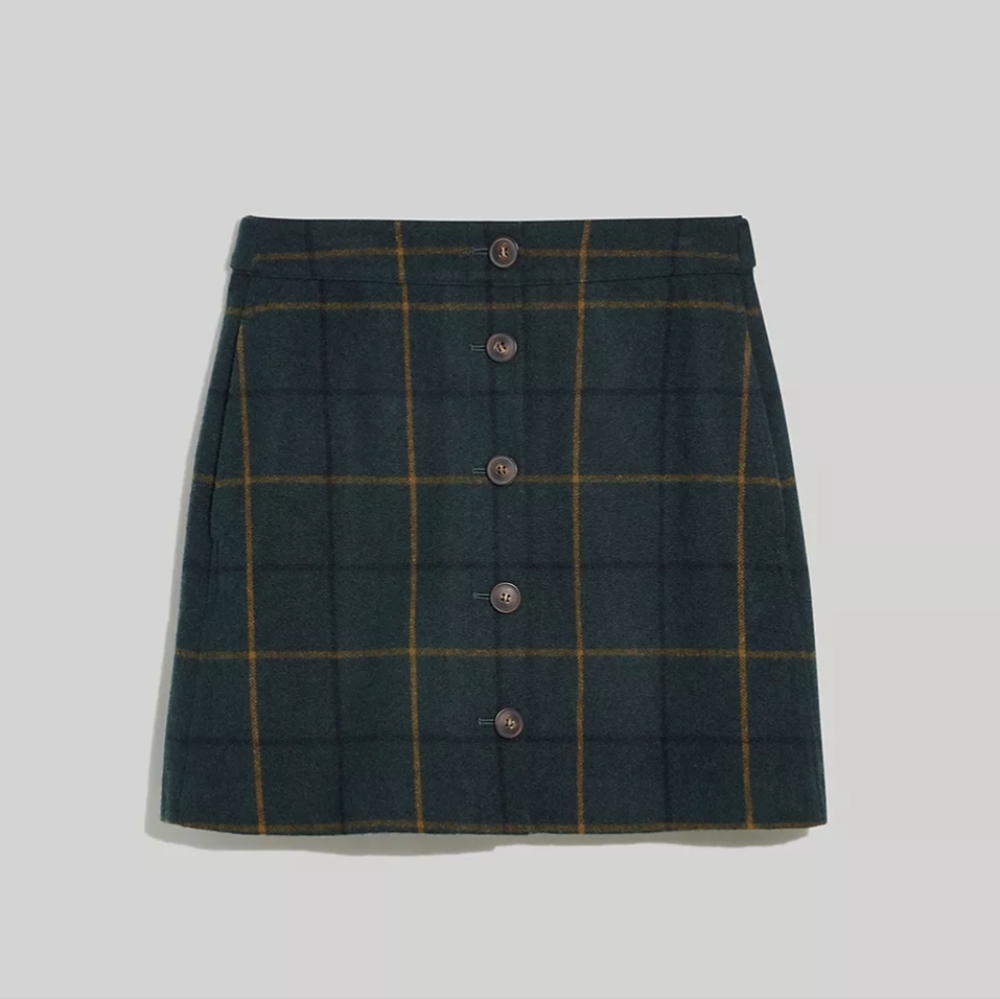 Madewell Wool Button-Front Mini Skirt